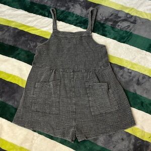 Heyson Gray Textured Cotton Romper - Women's Sleeveless Jumpsuit Size S